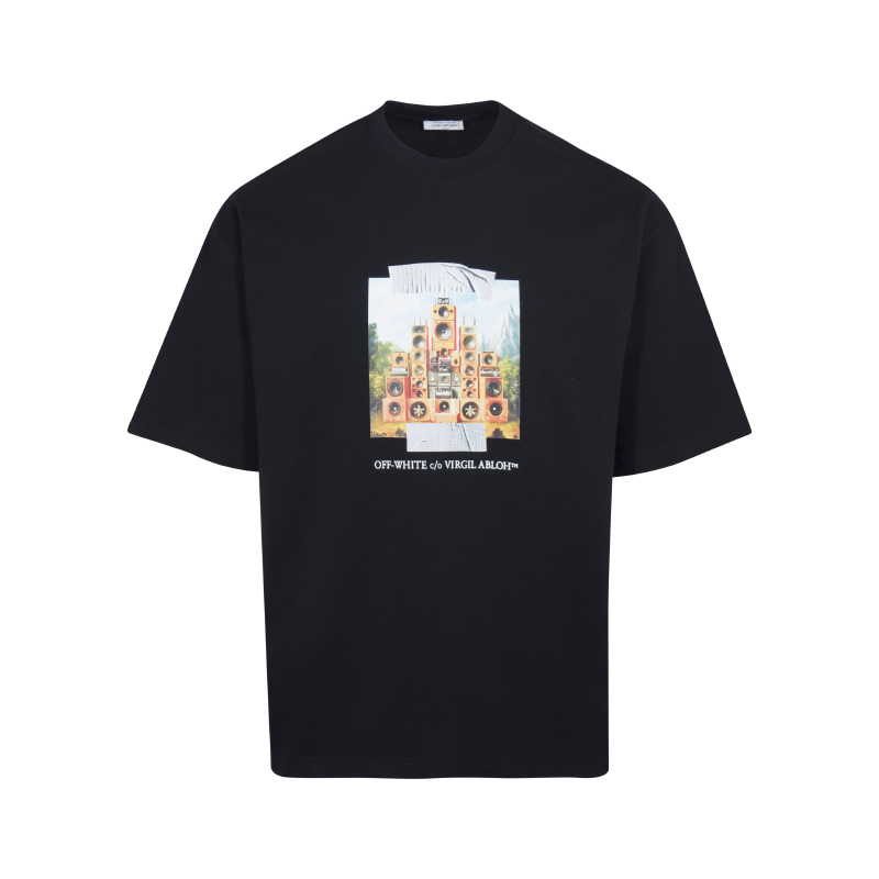 OFF-WHITE OW26ss 丛林音响涂鸦火车印花短袖Tee