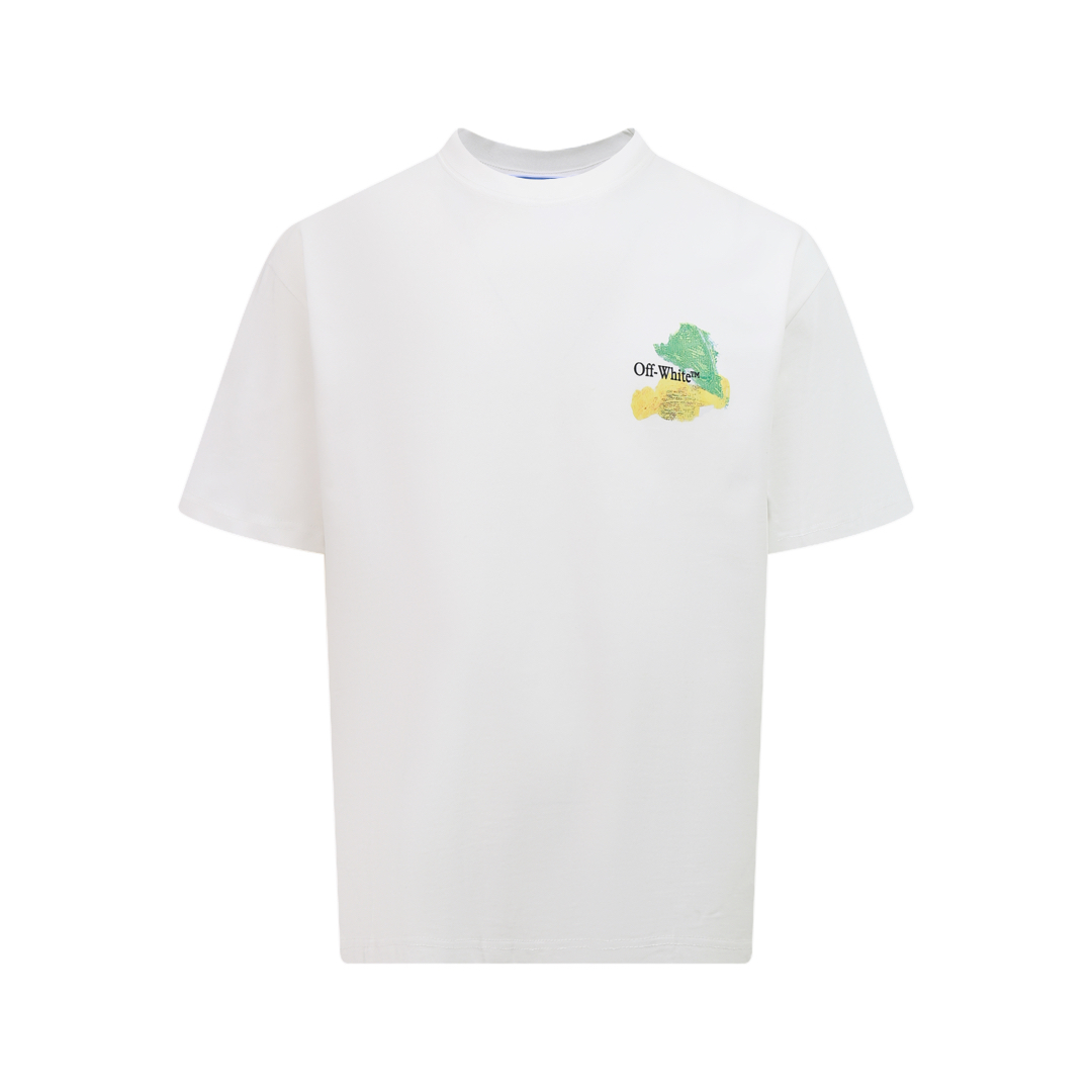 OFF-WHITE OW25ss环保手绘涂鸦印花短袖Tee 