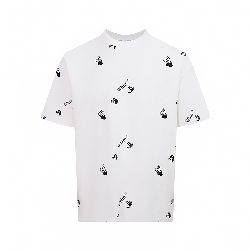 OFF-WHITE OW25ss手势满logo印花短袖Tee
