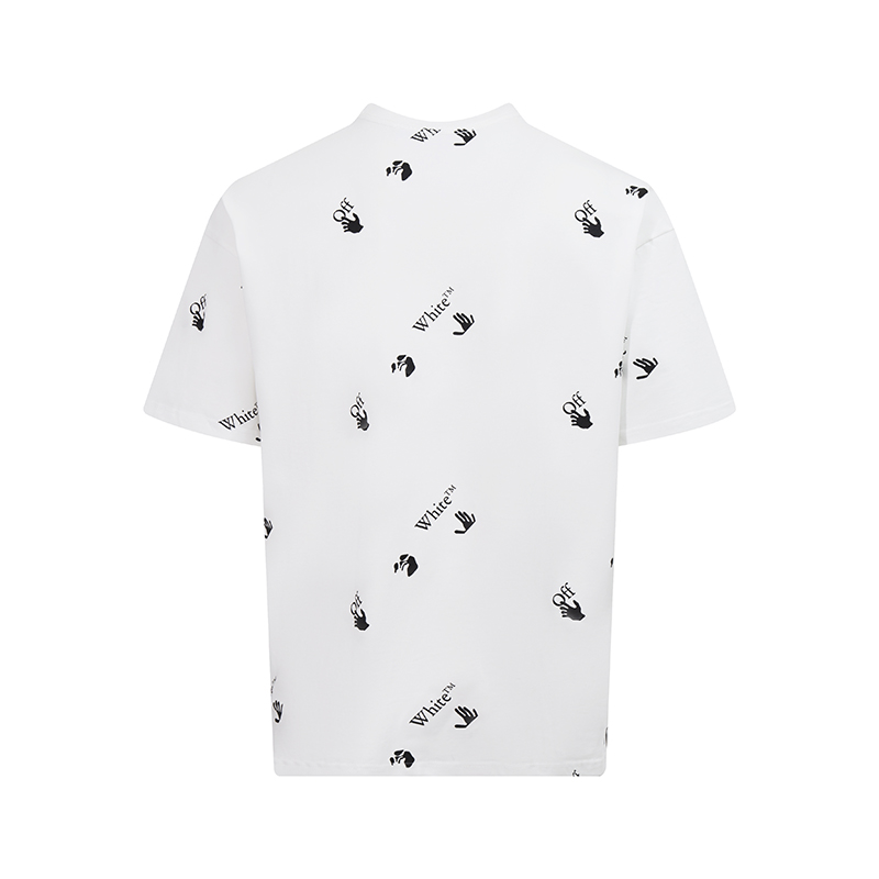 OFF-WHITE OW25ss手势满logo印花短袖Tee