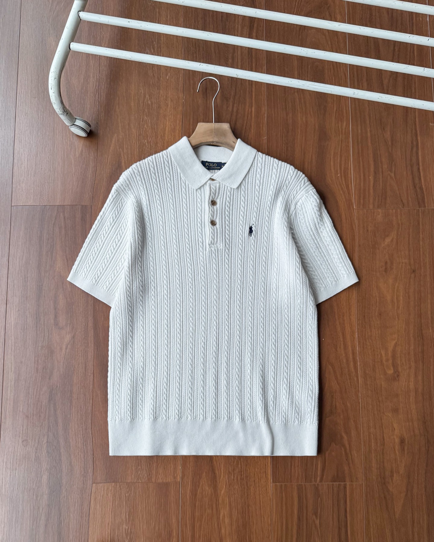 Ralph Lauren/拉夫勞倫男装小马ss26细纹针织绞花短袖T恤Polo衫