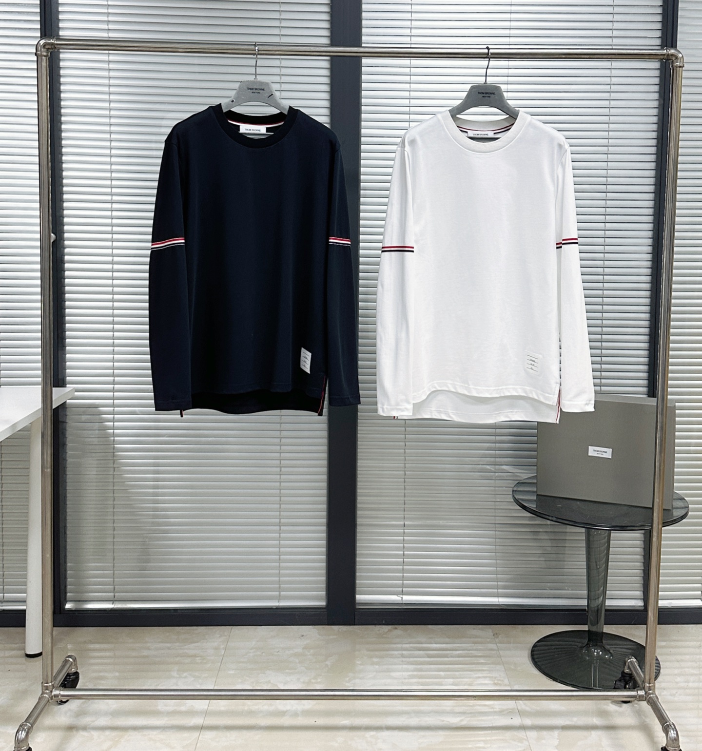 Thom Browne｜三色袖织带长袖T恤