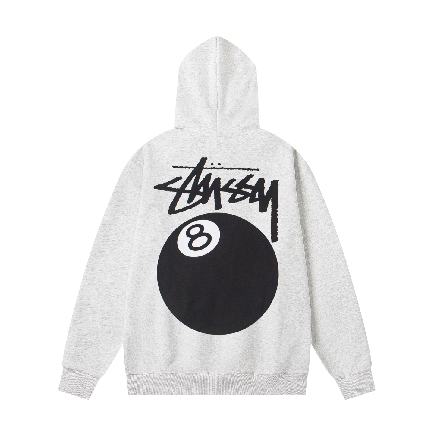 （重磅高品质 区别市场通货） Stussy 斯图西 8球系列 美式复古 Ball Hoodie 黑8图案印花拉链连帽外套卫衣