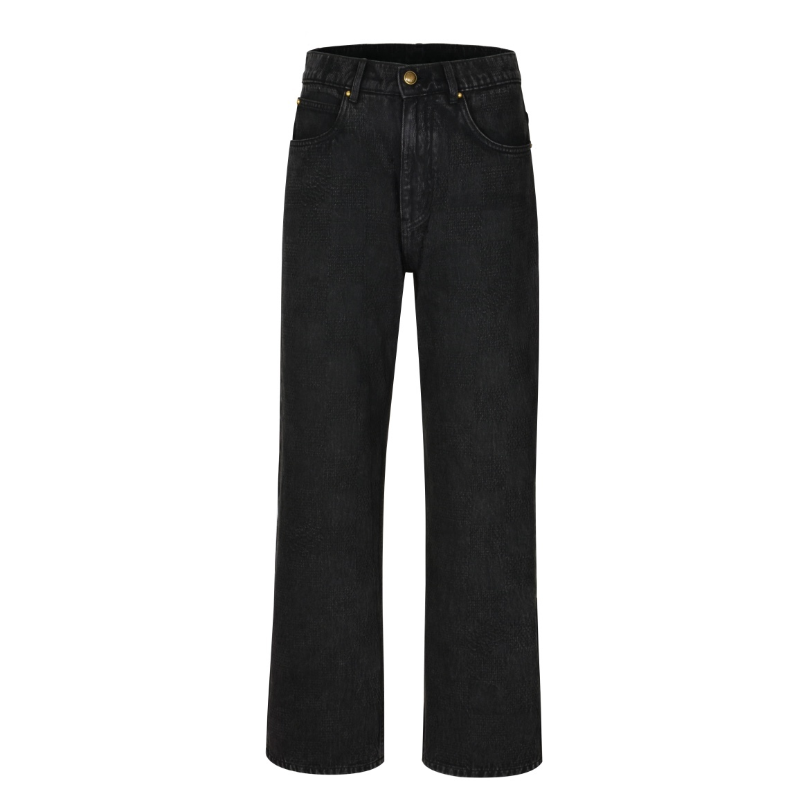LV 24FW 暗纹方格直筒牛仔裤（黑色）