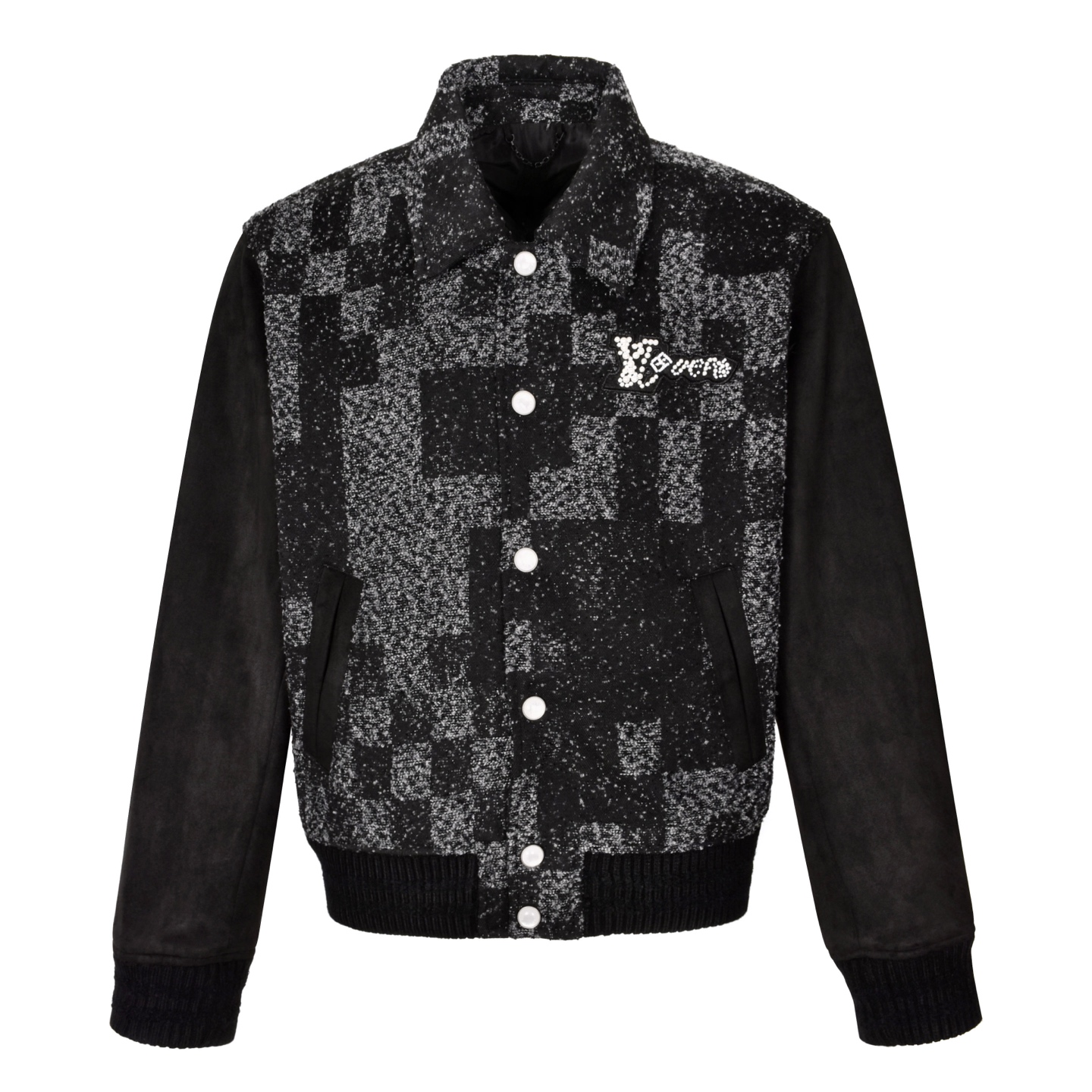 LV珍珠棋盘格棒球服夹克外套