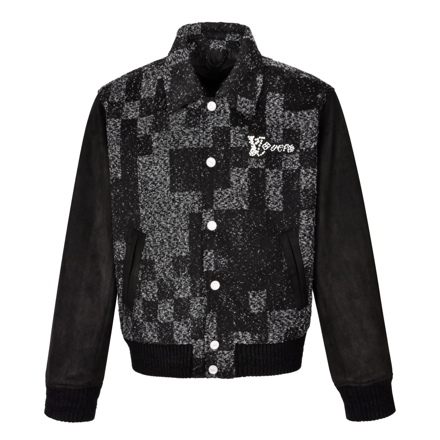 LV珍珠棋盘格棒球服夹克外套