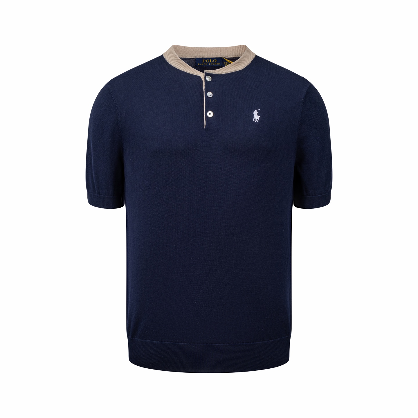 Ralph Lauren拉夫勞倫亨利领标识刺绣短袖针织衫