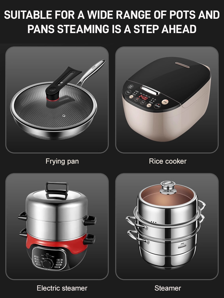 304 Stainless Steel Fan-shaped Steaming Tray with Lid