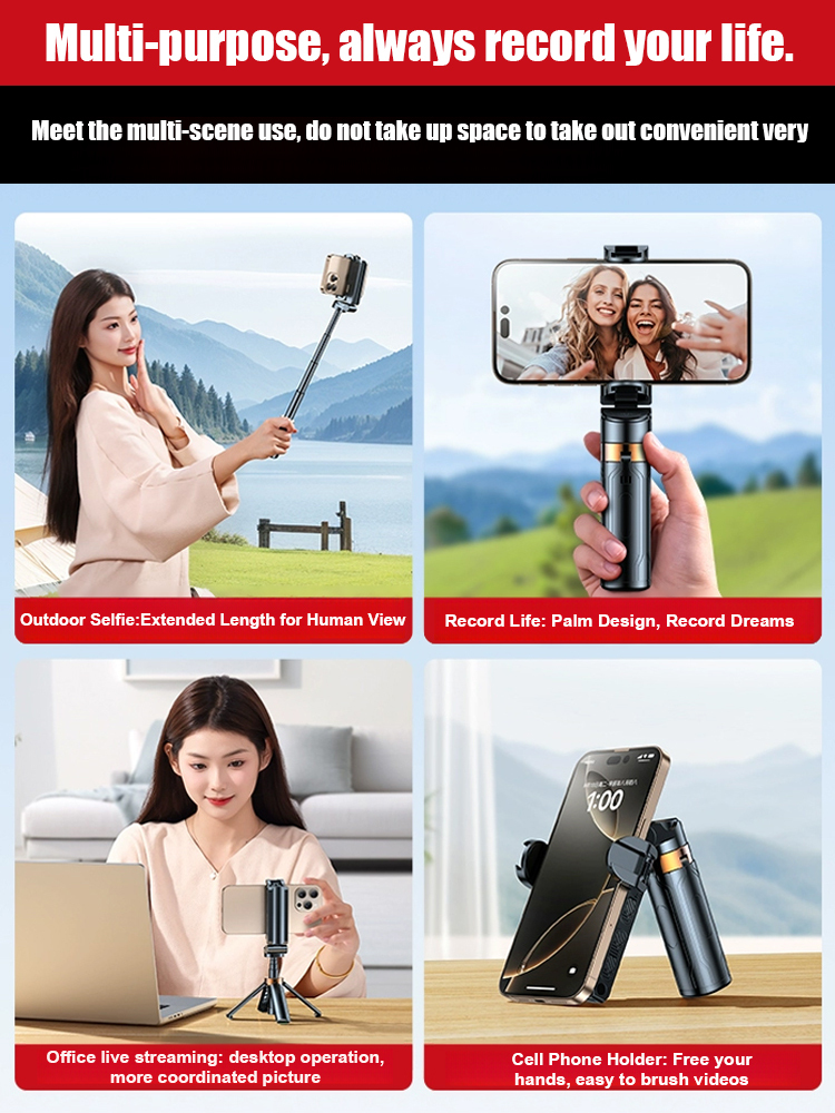 Quadruped 360 degree rotating mini selfie stick
