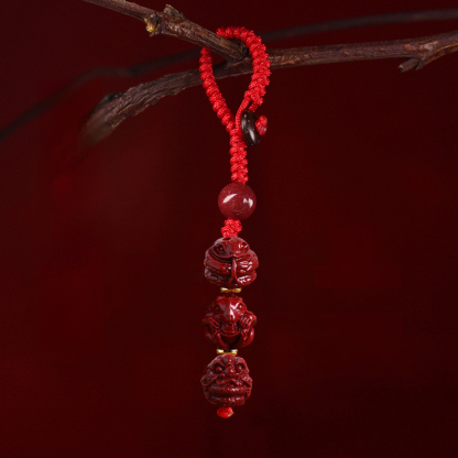 【Completely Dispel Bad Luck】Triad and Hexad Cinnabar Keychain