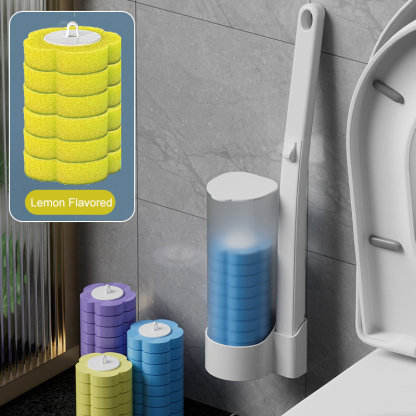 Clean hands no mess interchangeable brush head toilet brush set