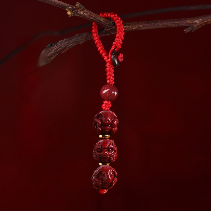 【Completely Dispel Bad Luck】Triad and Hexad Cinnabar Keychain
