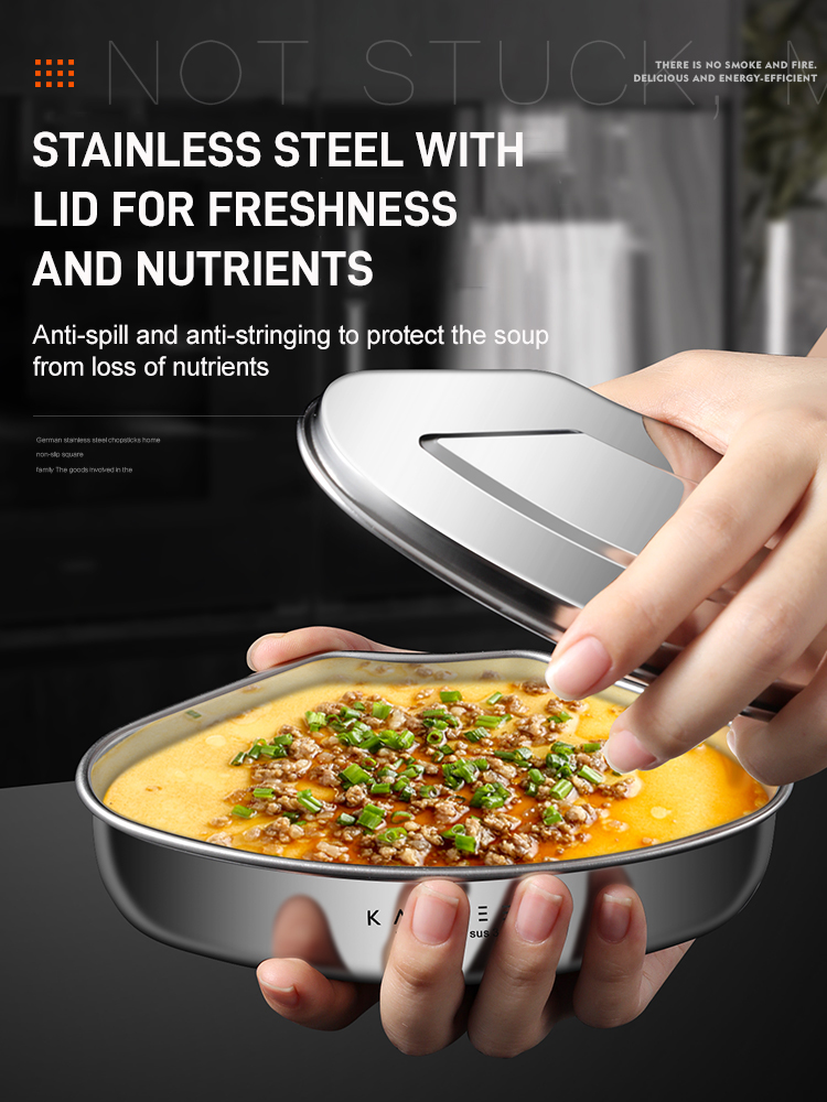 304 Stainless Steel Fan-shaped Steaming Tray with Lid