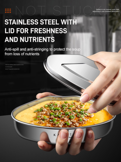 304 Stainless Steel Fan-shaped Steaming Tray with Lid