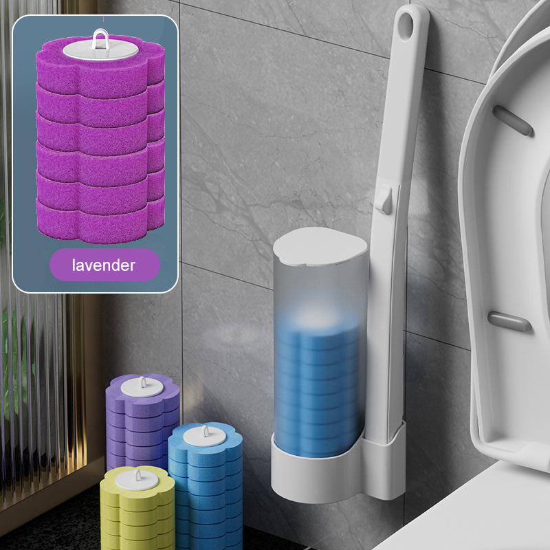 Clean hands no mess interchangeable brush head toilet brush set