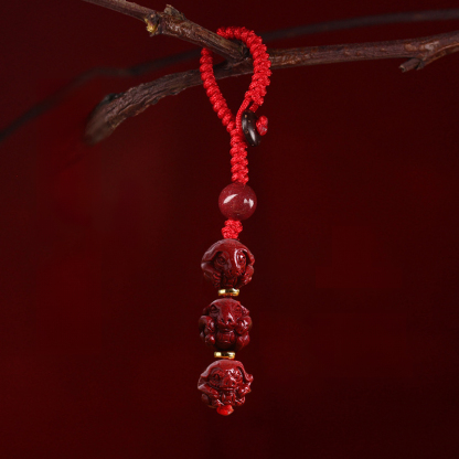 【Completely Dispel Bad Luck】Triad and Hexad Cinnabar Keychain
