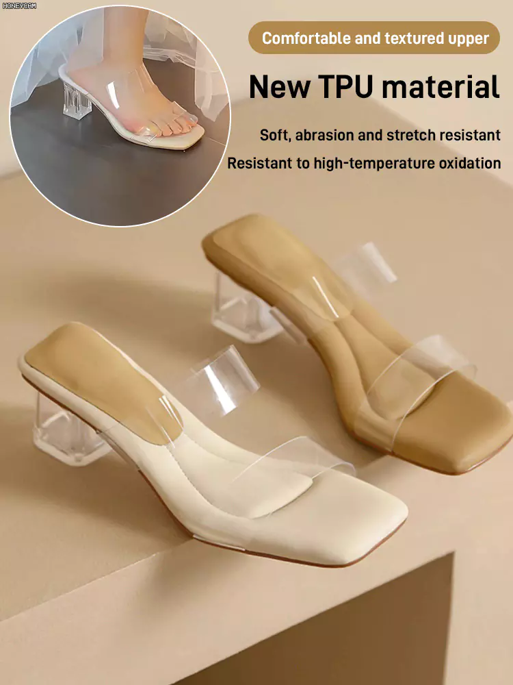Designed for Wide and Fat Feet】Treading Shit Feeling Transparent Sandals