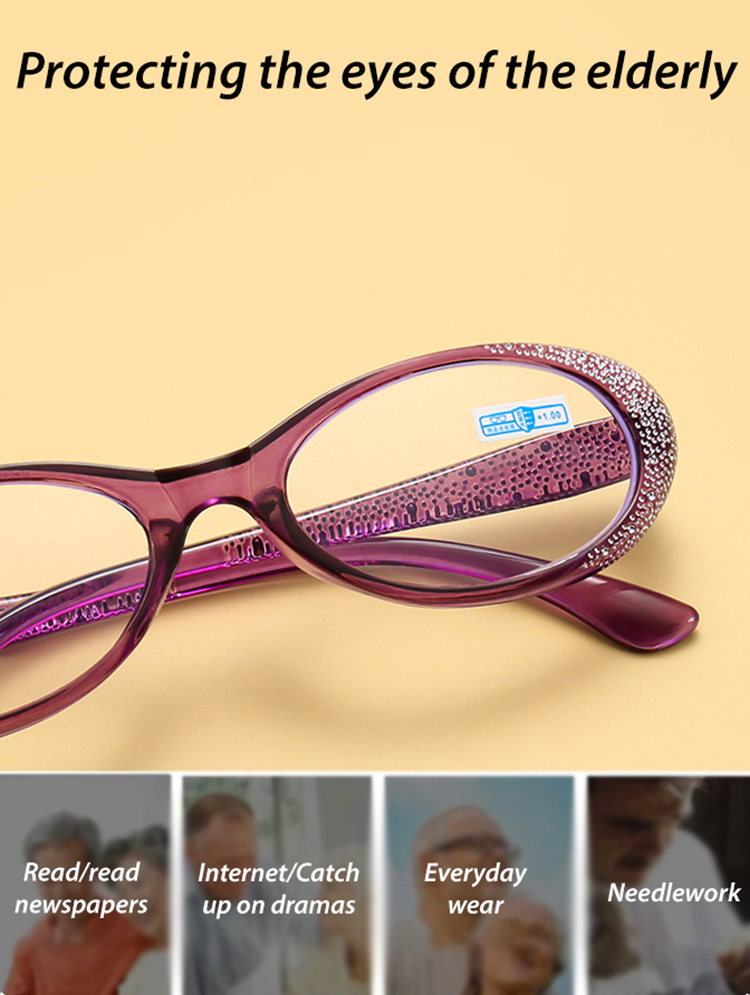 New stylish anti-blue light reading glasses with rhinestones