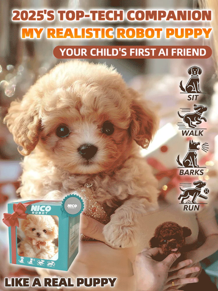 Perro Robot Interactivo Nicoo - Camina, Mueve La Cola, Ladra, Peluche Realista Para Adultos Y Niños