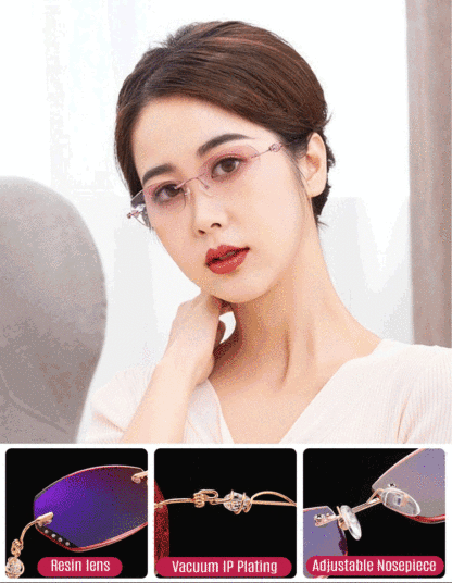 【 Beauty artifact 】 Elegant trimmed rimless reading glasses
