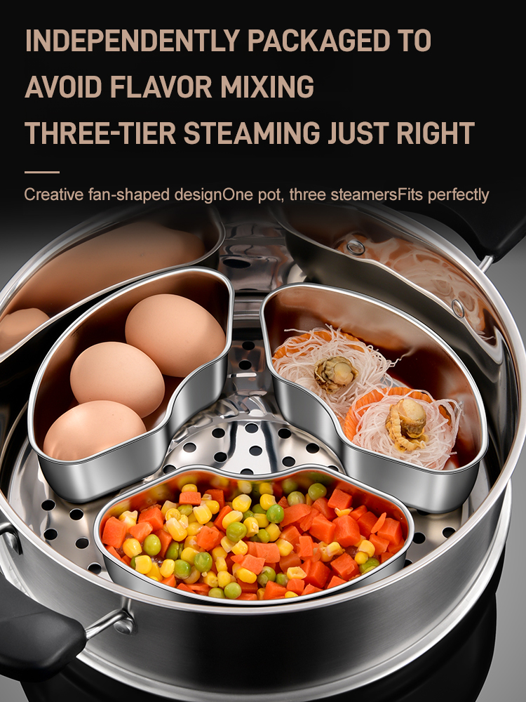 304 Stainless Steel Fan-shaped Steaming Tray with Lid