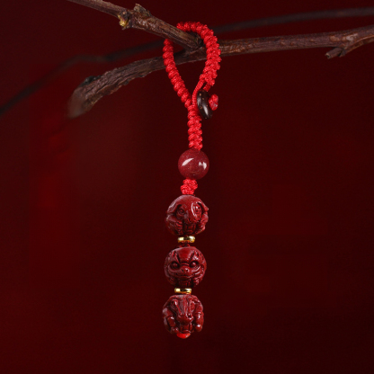 【Completely Dispel Bad Luck】Triad and Hexad Cinnabar Keychain