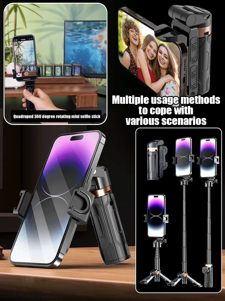 Quadruped 360 degree rotating mini selfie stick