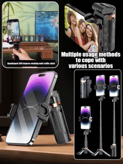 Quadruped 360 degree rotating mini selfie stick