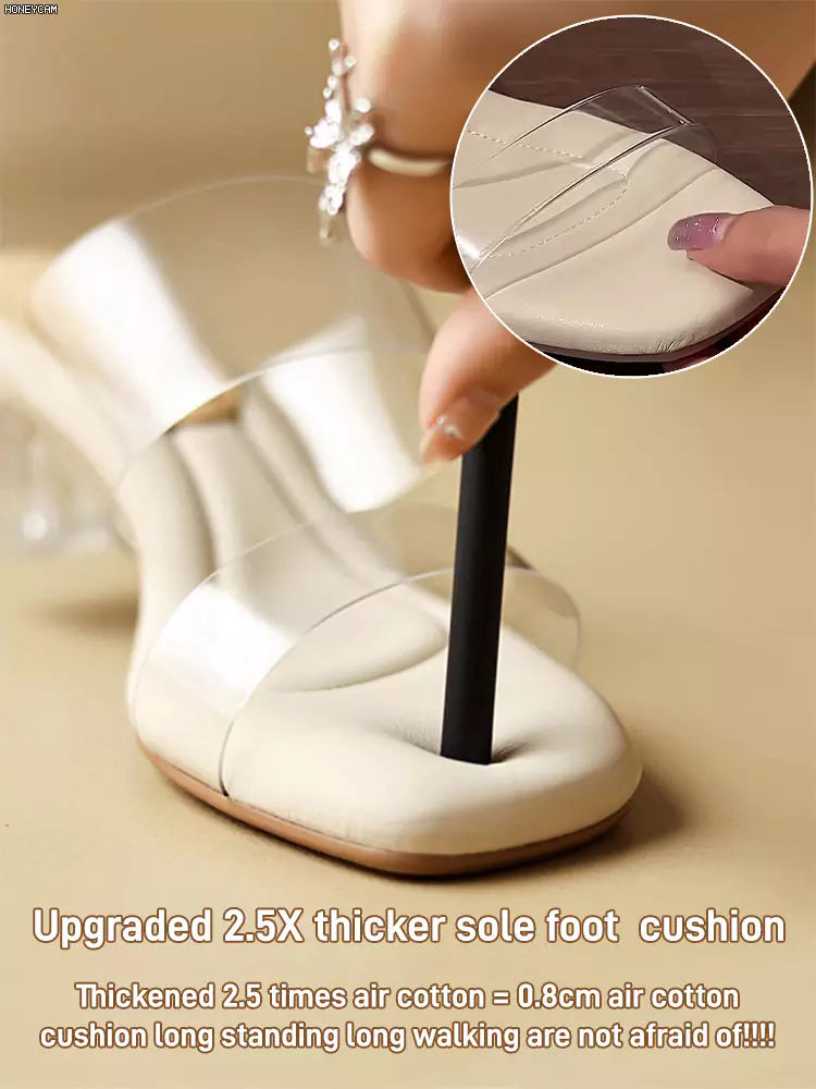 Designed for Wide and Fat Feet】Treading Shit Feeling Transparent Sandals