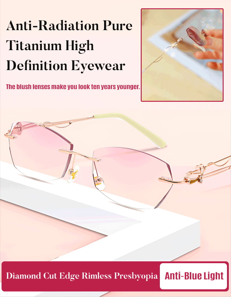 【 Beauty artifact 】 Elegant trimmed rimless reading glasses