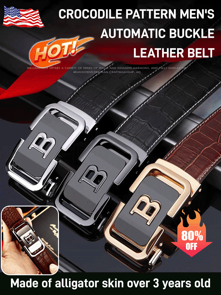 Men's crocodile pattern automatic buckle leather belt