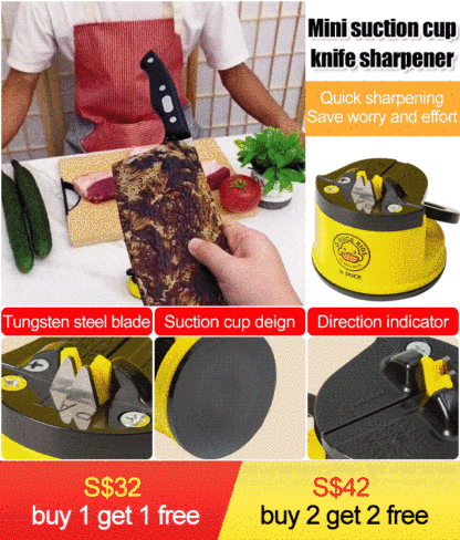 Mini suction cup knife sharpener