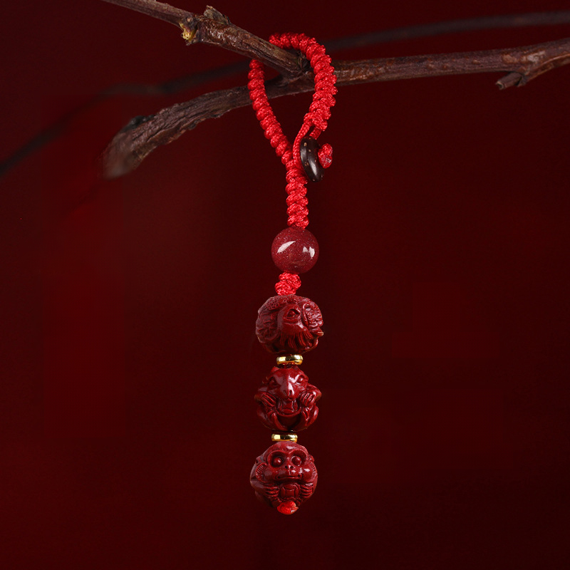 【Completely Dispel Bad Luck】Triad and Hexad Cinnabar Keychain