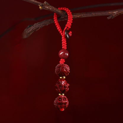 【Completely Dispel Bad Luck】Triad and Hexad Cinnabar Keychain