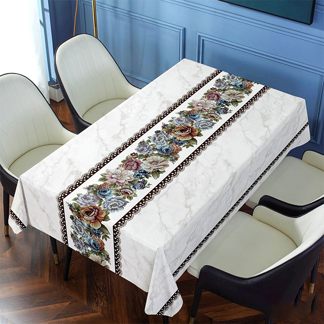 Embroidered, non-washable, waterproof and oil-proof tablecloth