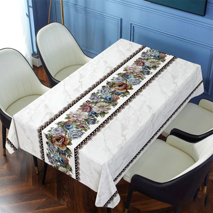 Embroidered, non-washable, waterproof and oil-proof tablecloth