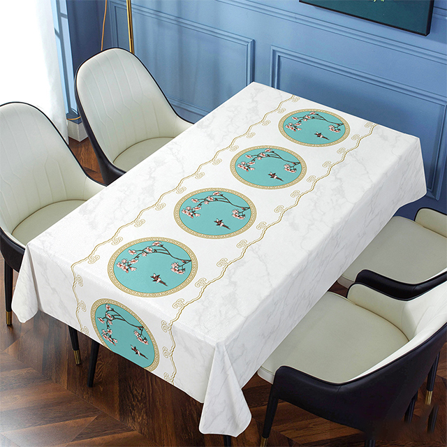Embroidered, non-washable, waterproof and oil-proof tablecloth