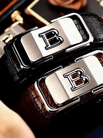 Men's crocodile pattern automatic buckle leather belt