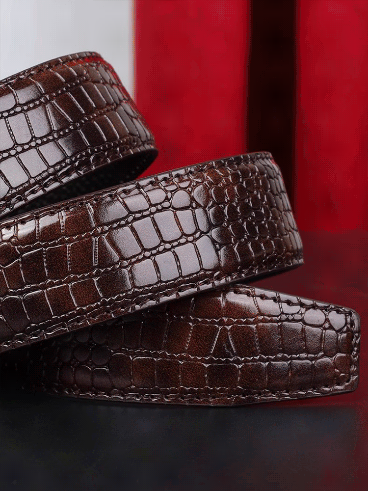 Men's crocodile pattern automatic buckle leather belt