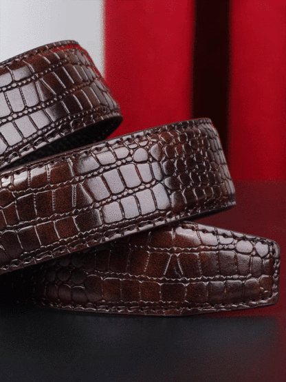 Men's crocodile pattern automatic buckle leather belt