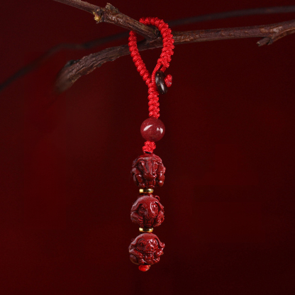【Completely Dispel Bad Luck】Triad and Hexad Cinnabar Keychain
