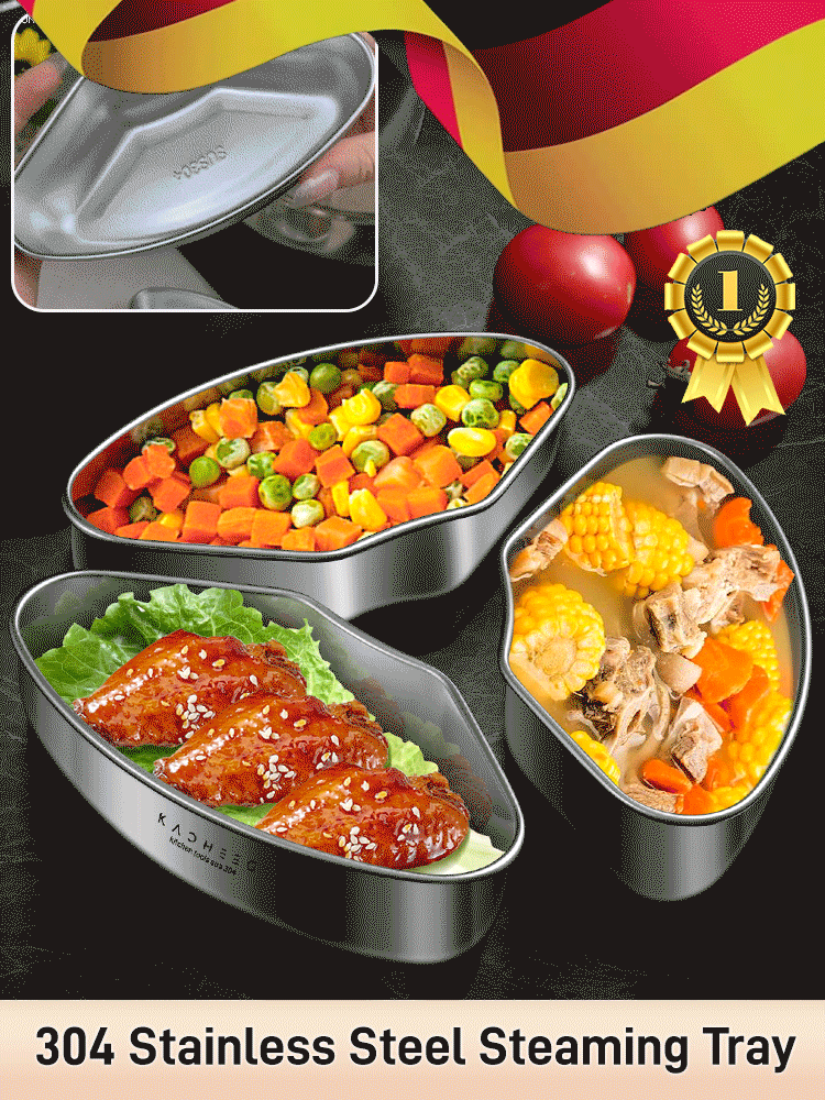 304 Stainless Steel Fan-shaped Steaming Tray with Lid