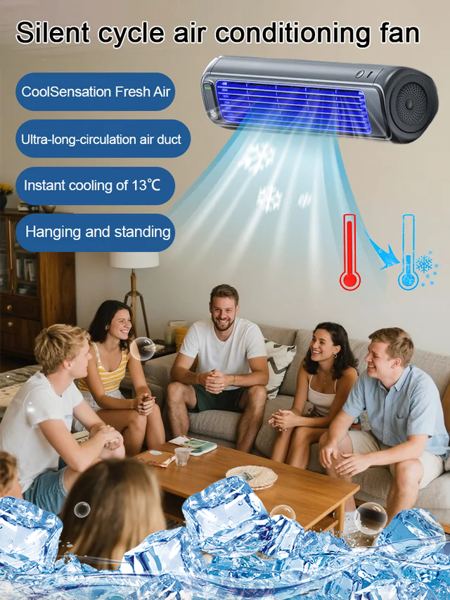 Small air conditioner with hanging screen. ❄️3-second installation, instant cooling, 360° whole-house cooling
