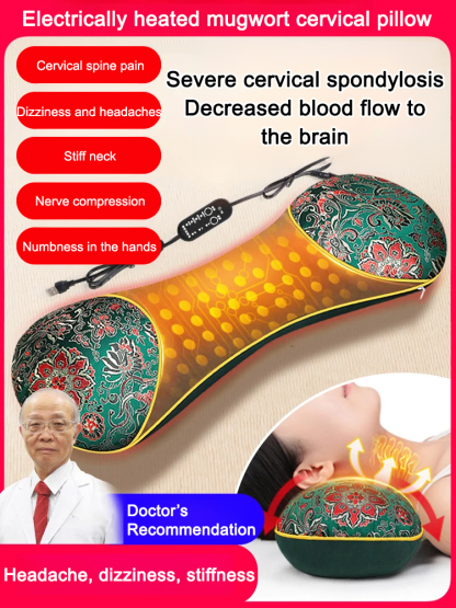 [Protect the cervical vertebrae and help sleep] Electric heating mugwort bone pillow