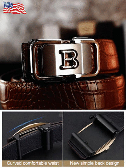 Men's crocodile pattern automatic buckle leather belt