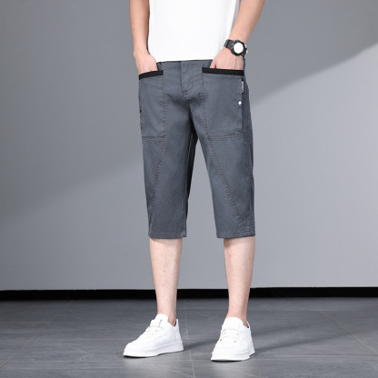 [No deformation after any stretch] Tencel four-pocket casual cropped trousers