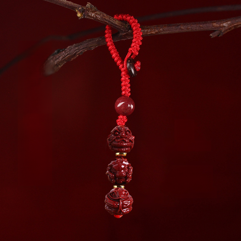 【Completely Dispel Bad Luck】Triad and Hexad Cinnabar Keychain