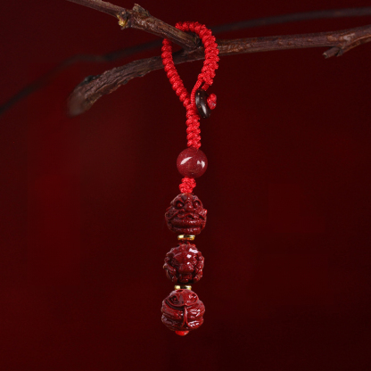【Completely Dispel Bad Luck】Triad and Hexad Cinnabar Keychain