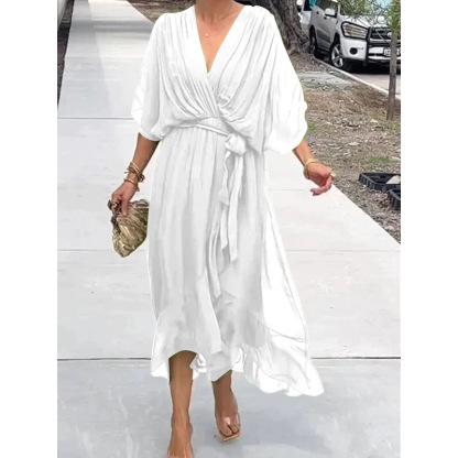 Batwing Sleeve Irregular Tie Dress