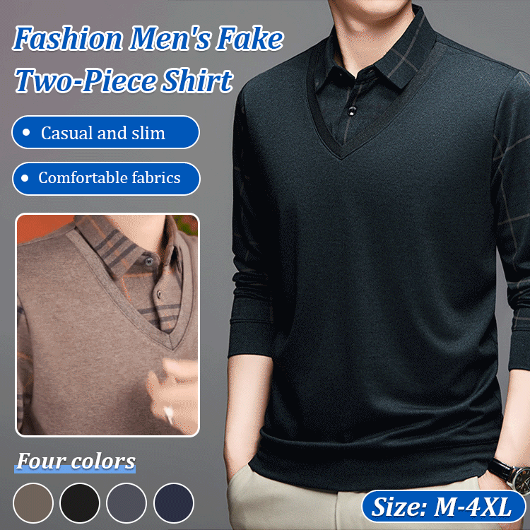 Fashionable men's faux two-piece shirt